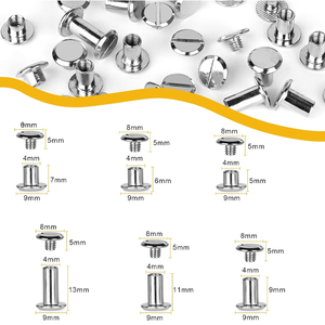 M5 * 4,5,6,8,10,12 rivetti argento Chicago viti per riparazione artigianale in pelle - Product Image 2