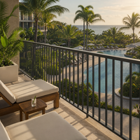 Rampe de piscine en aluminium gris anthracite pour hôtel, terrasse, balcon, barrière verticale avec revêtement en poudre