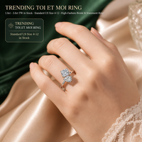 Toi et Moi Bague en Moissanite taille Poire et taille Émeraude en Argent Sterling S925 massif, Bagues de Mariage à Deux Pierres, Vente en Gros