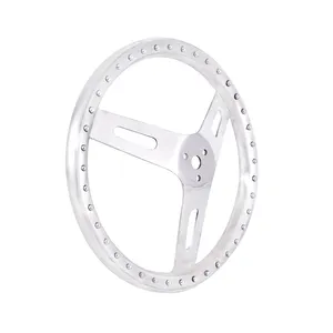 15" Uncoated Aluminum Steering Wheel With Bump On Tube GRIP Dished Longacre Steering Wheel