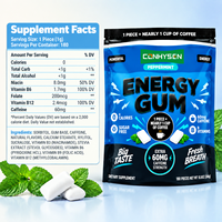 Chewing-gum énergétique très demandé : Niacine et Vitamine B6, goût frais intense et une grande dose de folate, saveur menthe poivrée