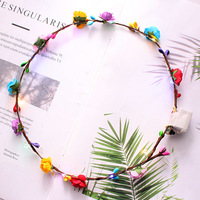 Serre-tête LED lumineux en forme de guirlande de fleurs avec 10 fleurs et 10 lumières, couronne florale multicolore pour festival, mariage, fête et danse
