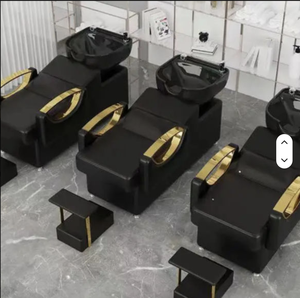 Wholesale Modern Hair Salon Shampoo <b>Bed</b> Manufacturer's Custom Ceramic Basin Semi-Reclining Head Therapy Barber Shop Washing <b>Bed</b> - Product Image 4