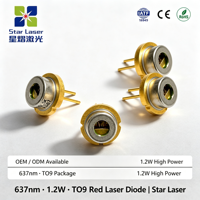 Diodes laser rouges haute puissance USHIO 637nm 1200mW, boîtier TO-9, pour spectacles laser en extérieur et éclairage de scène