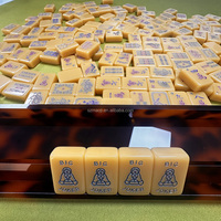 Jeu de Mahjong Américain Vintage Jaune Marbré à Bords Lisses pour 4 Joueurs – Idéal pour Fêtes à Domicile, Clubs, Tournois et Cadeau de Collection