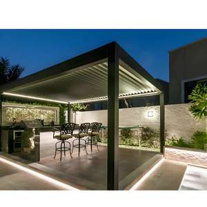 Gazebo électrique de luxe Système de toit à persiennes motorisées réglables Pergola coupe-vent imperméable en aluminium Manteau en poudre <span class=keywords><strong>MULAN</strong></span> PG001 - Product Image 4