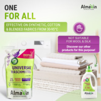 AlmaWin Custom 1 Détergent à lessive liquide bio universel végétalien hautement concentré 80%+ Écologique 1,5L Sac de recharge Eco-Pack