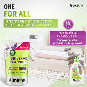 Detergente Líquido para Ropa AlmaWin Custom 1 Universal Bio, Bolsa de Recarga Eco-Pack de 1.5L con Aroma a Lavanda para Bebés - Product Image 4