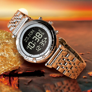 Montre-bracelet en acier inoxydable <span class=keywords><strong>AL</strong></span>-SAHAR avec <span class=keywords><strong>boussole</strong></span> <span class=keywords><strong>Qibla</strong></span>, cadeau islamique du Ramadan / Heures de prière dans le monde entier, rappel de l'heure - AS-T008RGB - Product Image 5