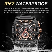 Montre à quartz pour homme BINBOND, bracelet en silicone, boîtier tonneau, aiguilles lumineuses – Choix tendance pour les jeunes, vente en gros