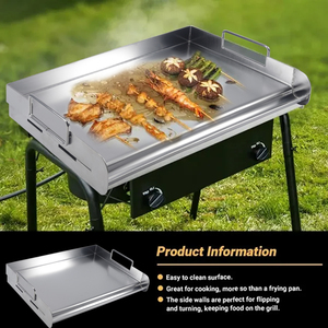 Universele rechthoekige roestvrijstalen grillplaat voor gasbarbecue buiten - Product Image 2