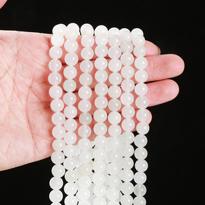 JD Gems Natural Ice <strong>White</strong> <strong>Jade</strong> <strong>Stone</strong> 8mm &amp; 10mm Semi-Precious Finished Gemstone Beads Loose Smooth Round for Jewelry Making - Product Image 6