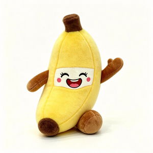 Peluche Personalizado de Personaje de Plátano, Juguete de Peluche Amarillo Suave y Esponjoso con Cara y Extremidades Sonrientes, Peluche de Plátano - Product Image 1