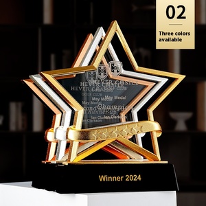 Trofeo a Stella a Cinque Punte in Metallo e Cristallo Personalizzabile Gratuito per il Personale Eccezionale della Riunione Annuale, Campione Creativo - Product Image 3