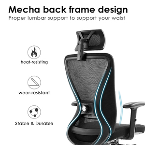 Chaise de bureau exécutive noire à dossier haut en maille Boss Executive avec support lombaire 2D, accoudoirs réglables, chaises ergonomiques - Product Image 2