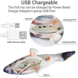 Jouet interactif pour chat en forme de poisson, poisson qui bouge automatiquement, jouet rechargeable pour animaux de compagnie avec mouvement réaliste de nageoires pour chats - Product Image 3