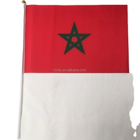 Drapeaux marocains de football à tenir à la main, avec bâtons en bois/plastique, en polyester, tailles personnalisées pour les supporters de football