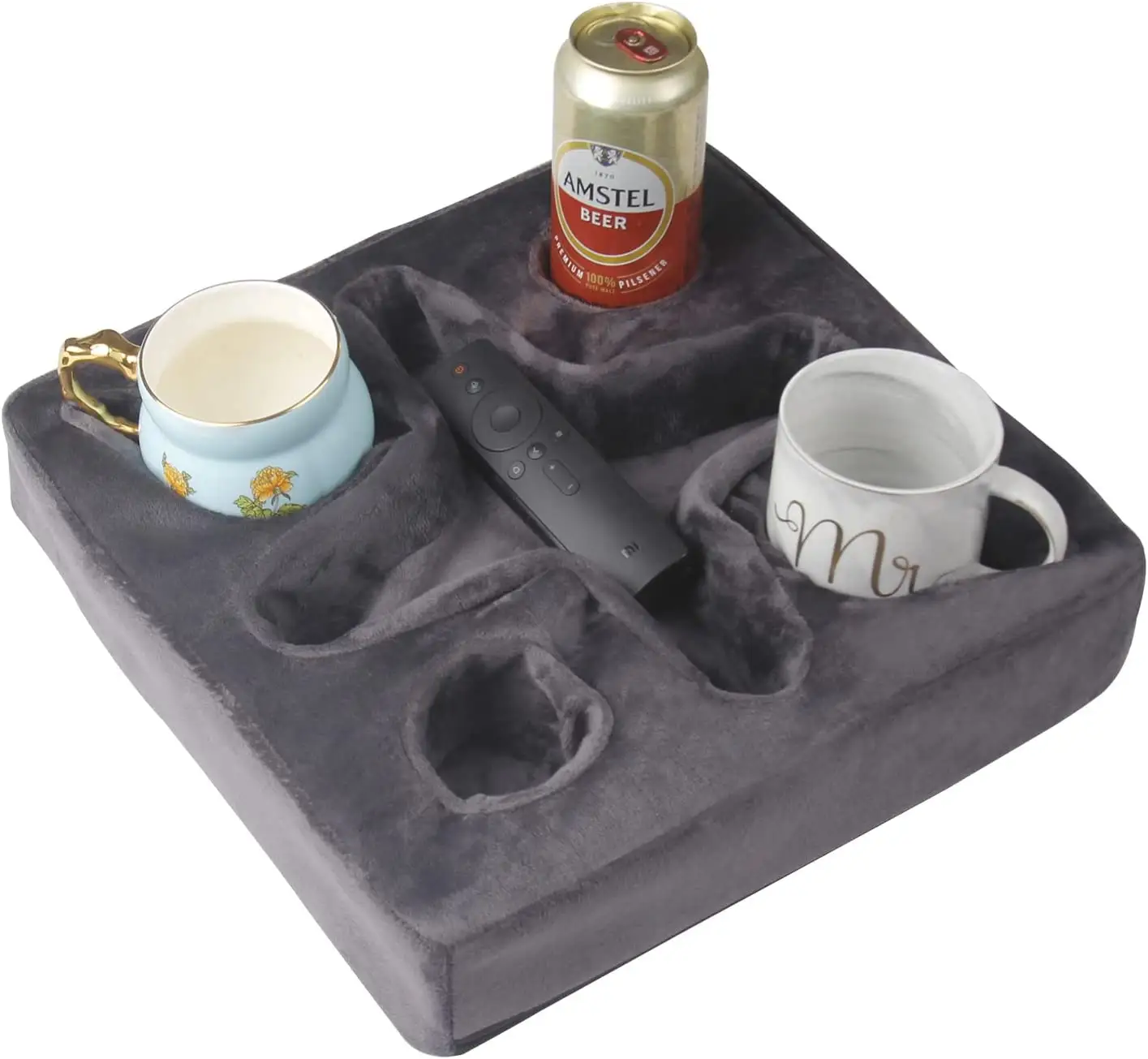 PT Custom Couch and Bed Cup Holder Pillow Sofa Refreshment Tray for Drinks Remote Control Snacks Holder cup cozy pillow