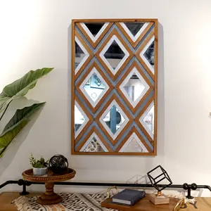 Retro Vintage Grilles decorate long mirrors Stylish wooden wall decoration mirror