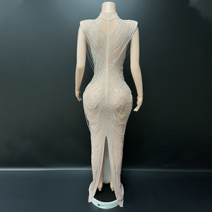 Novance Y5569 Prodotti Più Venduti Abiti da Sera di Lusso con Catene di Strass Argentati e Glitter <span class=keywords><strong>Vestito</strong></span> Lungo Elegante per Donna - Product Image 3