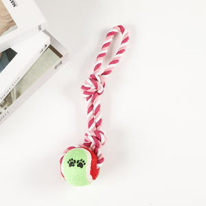 Großhandel Interaktive Hundekau-Spielzeuge Langlebige Hantel-Baumwollseil-Tennisball-Pfoten-Bälle im Cartoon-Stil Plüsch-Gummi zur Zahnreinigung - Product Image 2