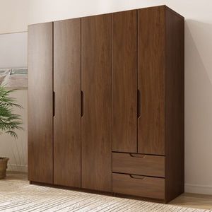 Armoire <span class=keywords><strong>coulissante</strong></span> pliable en bois massif moderne, <span class=keywords><strong>meuble</strong></span> de rangement pour chambre à coucher avec 5 étagères, économique - Product Image 3