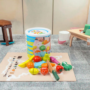 Jeu de découpe de fruits et légumes en bois personnalisé pour enfants, jeu éducatif pour les enfants de 2 à 4 ans - Product Image 2