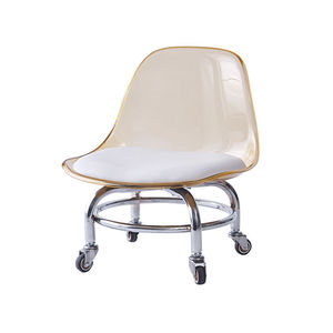 Acrylic Caster <b>Stool</b> <b>With</b> White Cushion For Home And Sofa Use Adult Child Size Round Seat <b>With</b> <b>Wheels</b> - Product Image 5