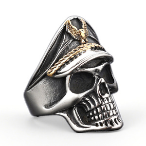 Anneaux de mode en gros de style punk, crâne, vétéran de la Seconde Guerre mondiale, marine, bijoux fins pour hommes et femmes - Product Image 3