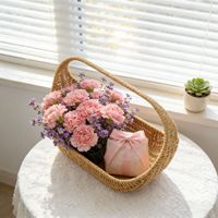 Panier à fleurs rustique vintage en PP tressé, style pastoral, pour cadeaux de mariage, pique-nique, rangement, studio floral, fleurs fraîches