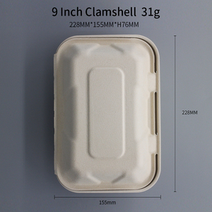 9x6inch vỏ sò bản lề container bản lề dùng một lần khay ăn trưa với nắp Bộ đồ ăn dùng một lần bã mía - Product Image 6
