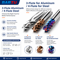 Fraise à queue en carbure AlTiN Bartu à 4 cannelures pour usinage de moules et matrices, outils de fraisage sur mesure pour alliages de titane aérospatiaux