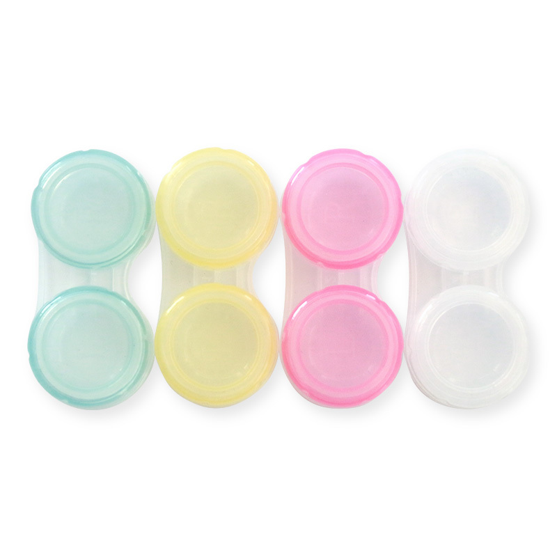 Muti color contact lens duplex case box plastic compact portable mini simple contact lenses cases boxes