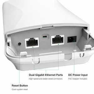 บริดจ์ไร้สายกลางแจ้ง 5.8G PtP PtMP ความเร็ว 867Mbps ระยะไกล 3 กม. 2*2 MIMO IP65 อุปกรณ์กระจายสัญญาณกลางแจ้ง พร้อมพอร์ต Gigabit RJ45 2 พอร์ต - Product Image 1