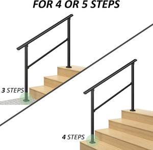 屋外手すり1〜5ステップ錬鉄製ハンドレール調整可能ポーチキット手すりブラケット階段手すり - Product Image 6