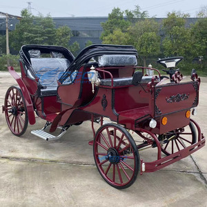 Calèche royale à 4 roues pour mariage, transport spécial pour visites touristiques, chariot de princesse rouge convertible - Product Image 3
