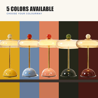 Lampe de table en forme de champignon rechargeable, tactile, 3 couleurs à intensité variable, style nordique, base en verre et fer, lampe de chevet pour chambre à coucher, salon