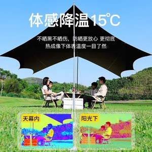 Tente hexagonale d'extérieur 5m en tissu Oxford, portable, résistante au vent, à la pluie, au soleil et aux UV, abri de camping - Product Image 2