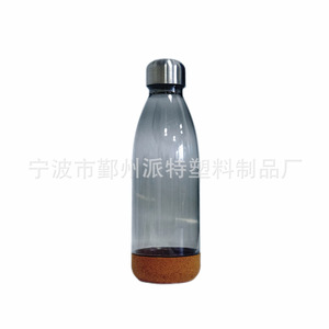 Eco Friendly Water Bottle 0001 Cork Bottom Plastic Cup Transparent Blue Red Solid Color One Piece Set General Use - Product Image 3