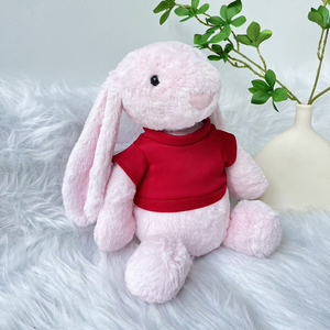 Promosi kualitas tinggi kustom lembut kelinci Plushie Shy Kelinci mewah mainan kelinci Logo kustom dengan kemeja - Product Image 6