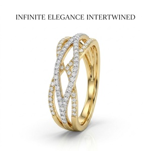 Bague en or massif 18 carats (AU750) torsadée avec diamants, bande entrelacée, bijoux fins, prix direct usine, support OEM - Product Image 1