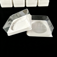 Boîte blister carrée transparente jetable en PET/PVC de qualité alimentaire avec logo personnalisé pour pain, mousse, crème, gâteau (partie supérieure/inférieure)