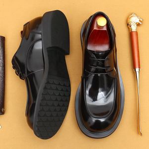 Men's Genuine Leather <b>Platform</b> Dress Shoes Formal <b>Oxfords</b> Business Office Handmade Lightweight Breathable Anti-Slip Wedding - Product Image 3