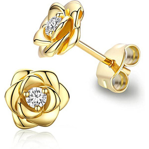 Orecchini a perno con fiore di rosa dolce per donna, accessori per l'orecchio alla moda per l'uso quotidiano - Product Image 5