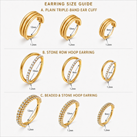 Boucles d'oreilles créoles articulées en acier inoxydable avec zircon CZ, or et argent, pour piercing cartilage hélix, légères, pour femme