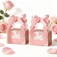 Boîte cadeau réutilisable en papier écologique avec poignée en ruban, emballage de bonbons floraux pour la décoration de table de mariage