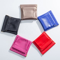 Pochette à bijoux en cuir PU de luxe avec logo personnalisé, pochette à ouverture par pression, pochette élastique, mini trousse de maquillage, pochette cosmétique, vente en gros