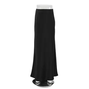 Осенняя женская черная полуюбка Женская обтягивающая модная полуюбка французское атласное длинное платье с рыбьим хвостом