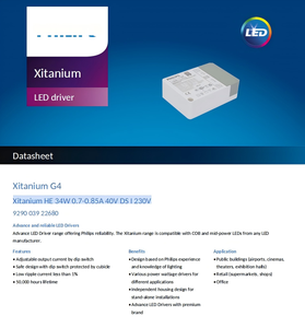 ไดรเวอร์ LED Xitanium HE 34W 0.7-0.85A 40V DS I 230V ปรับค่าได้ด้วยสวิตช์ DIP  กระแสคงที่  แหล่งจ่ายไฟแบบแยกส่วน - Product Image 2