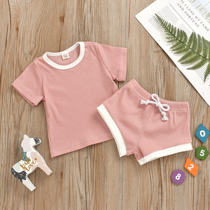 Ropa de Verano para Bebés al por Mayor, Conjuntos de Ropa para Bebés y Niños Pequeños, Cómodos y Suaves, Top + Pantalones Cortos de Algodón - Product Image 6